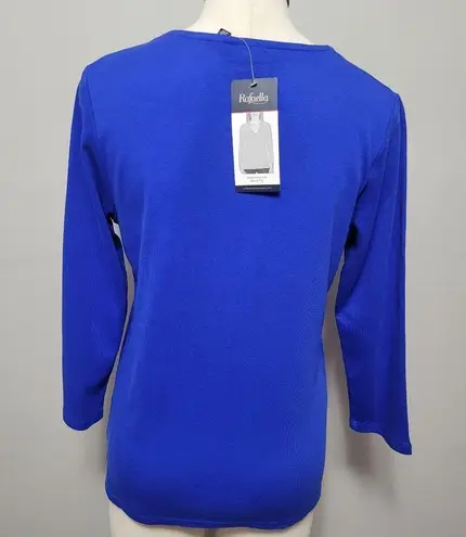 Rafaella  blue embellished ¾ sleeve top size medium