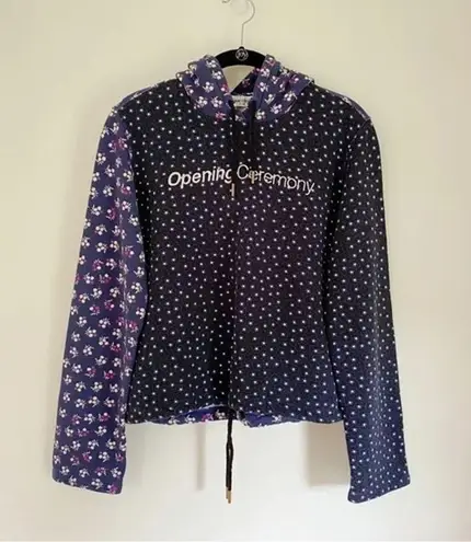 Opening Ceremony Contrast Floral Print Drawstring Sweatshirt Blue Size S $250