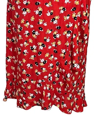 Faithfull the Brand  Celeste Wrap Skirt Red Jasmine Floral Rayon Midi Boho Size 2