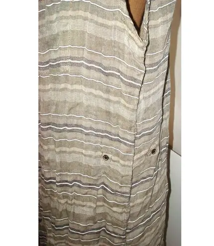 prAna New Womens NWT M Buenos Dias Dress Buttons Cargo Green Brown Organic Strip