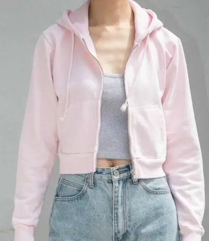 Brandy Melville Pink Cropped Hoodie