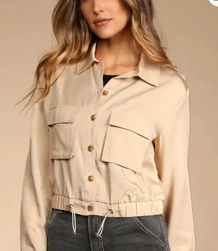 Lulus Eldora Beige Cropped Utility Jacket Size XS