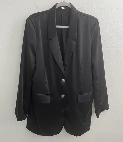 Glam Black Satin Lined Blazer Women Size LARGE Womens NWOT