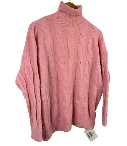 New J.ING Chunky Cable Knit Turtleneck Pink Pullover Sweater Honkai Cosplay F Size undefined