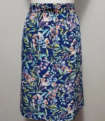 Talbots  blue floral pull on a-line skirt size 16