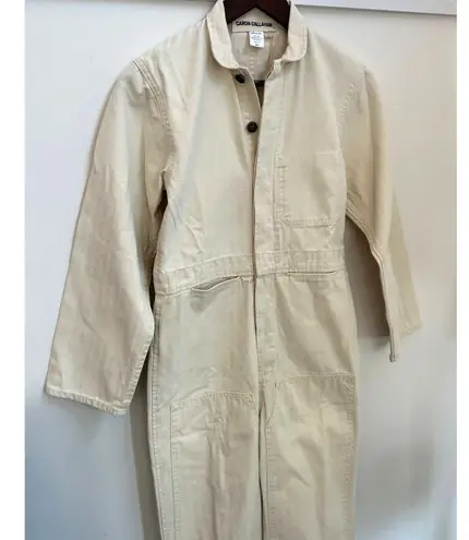 Caron Callahan NWT Fincher Small Ivory Cream Jumpsuit Utility Cotton Flightsuit Tan