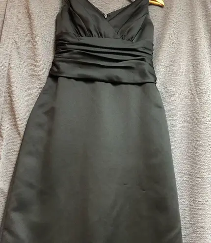 David's Bridal David’s bridal size 2 black satin long pencil skirt gown has V-neck