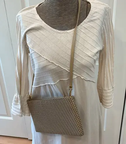 Whiting & Davis beige mesh zip closure convertible crossbody bag - Image 1