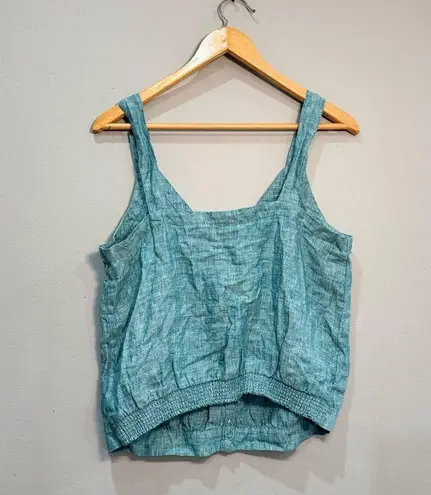 Isaac Mizrahi Green Chambray Linen Tank Size L EUC