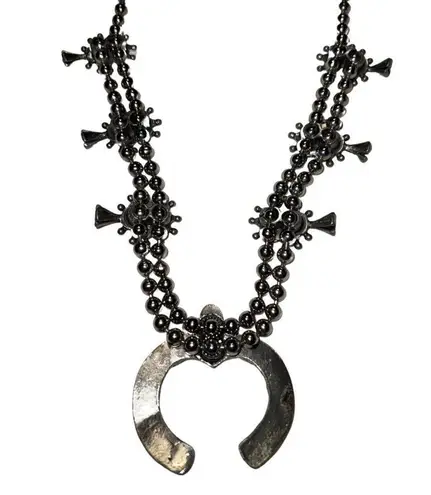 Vintage Southwestern/Navajo Style Silver & Turquoise Squash Blossom Necklace