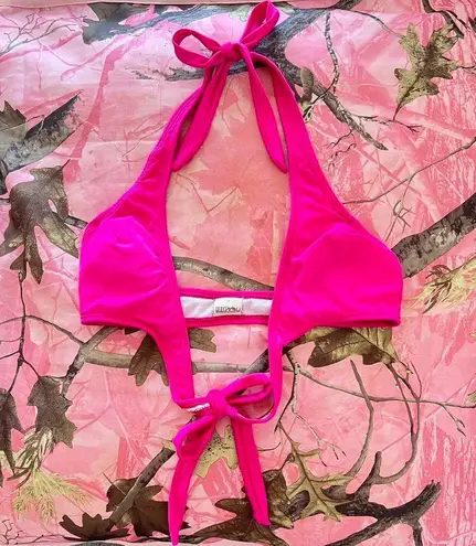 y2k vintage 2000s hot pink halter wrap bikini top