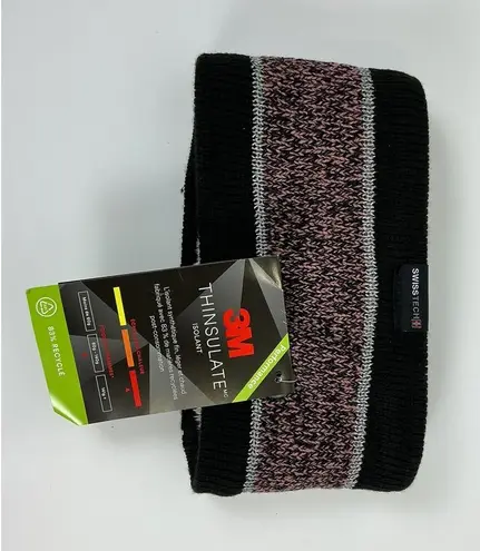 NEW Swiss Tech 3M Thinsulate Headband Performance Gear Black Pink White Knit