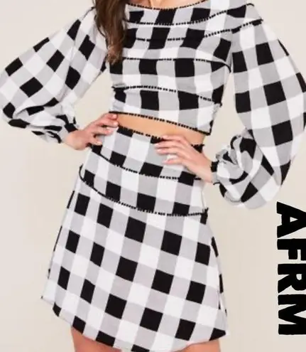 Blanc NWT AFRM Womens size XL Blaze Noir Gingham Plaid knee length skirt