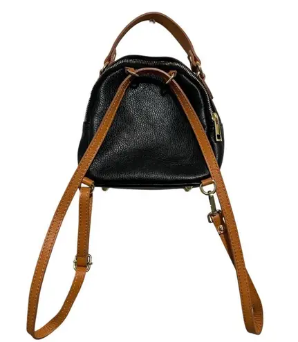 Divina Firenze black Pebbled Leather Convertible Top Handle Backpack Crossbody