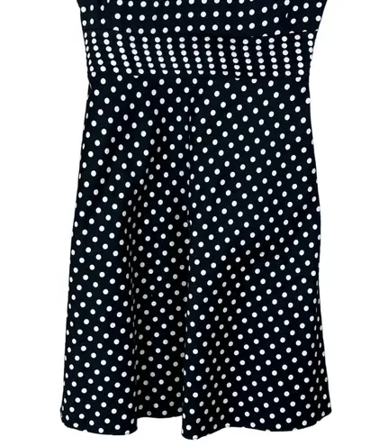 Amanda Smith Dress Womens 10 Black White Cotton Polka Dot Sleeveless Retro 50s