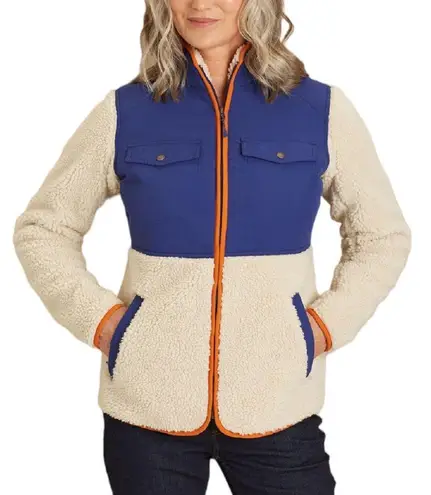 Duluth Women's Sherpa Blue Cream Colorblock Full Zip Jacket Medium Item 85806