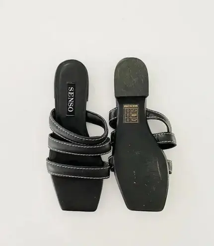 SENSO Hallee Leather Slide Sandals in Ebony Size EU 36 Retail $145