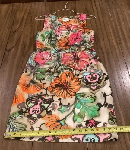 Milly of New York floral art dress cotton sleeveless pinup retro a-line 8