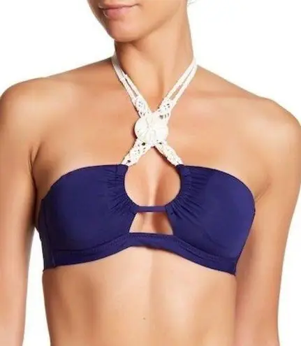 isabella rose Low Tide Bandeau Bikini Top Blue Size M