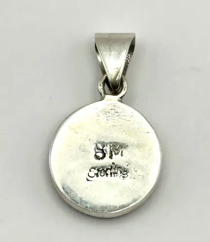 Navajo Handmade Purple Mojave Turquoise Black Onyx Inlay Sterling Silver Pendant