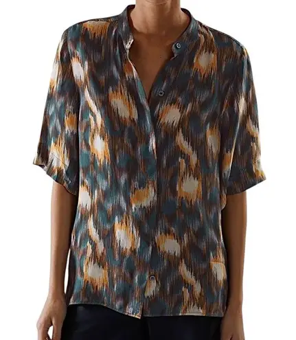 COS Relaxed Fit Printed Cupro Short Sleeve Button Down Shirt Multicolor Size 12