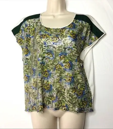 Clover Canyon peacock sequin silk blouse XS B7