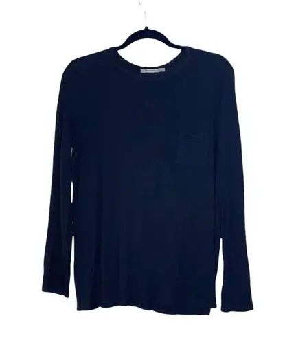 Alexander Wang T by Black Pocket Crewneck Long Sleeve Tee