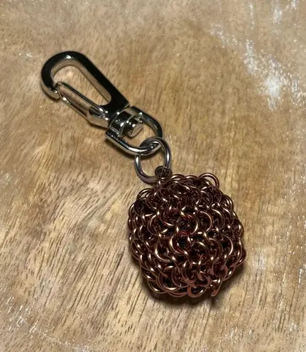 Small Bronze Chainmaille Ball Keychain