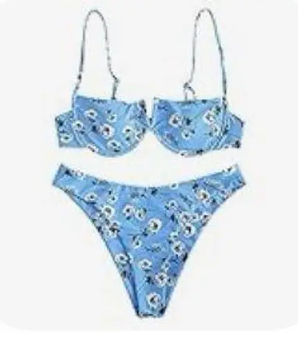 Zaful Floral V-Wired Bikini Set Swimsuit