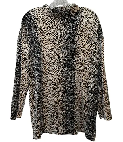 Bechamel Leopard Print Mock Neck Long Sleeve sweater Women's Size L animal bold Tan Size L