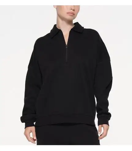 SKIMS COTTON FLEECE OVERSIZED QUARTER ZIP PULLOVER LIMITED EDITION-ONYX Sz L