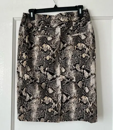 INC International Concepts Brown Tan Snakeskin Print Pocket Skirt Size 4 NWOT