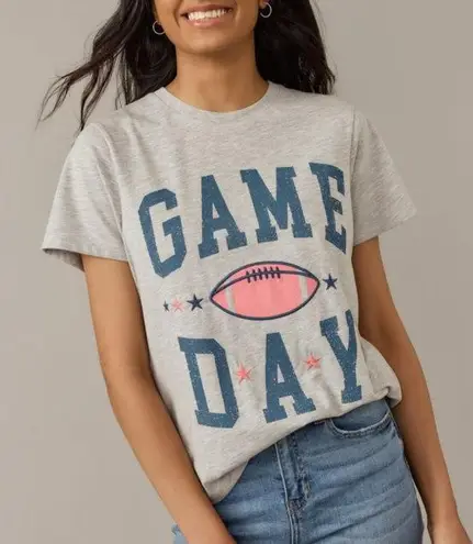 Francesca's Collections Blue Rain Heather Gray Game Day Tee Size M