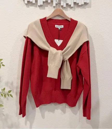 En Saison Colby Oversized Knit Sweater Top Brick Size Small NWT Red