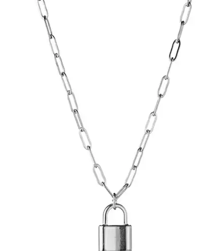 Lock Paper Clip Link Chain Necklace