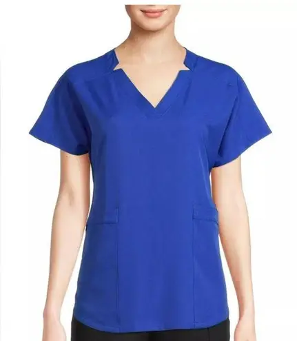 Cuddl Duds Climate Right Women’s Woven Twill Scrub Top V-neck Blue XS