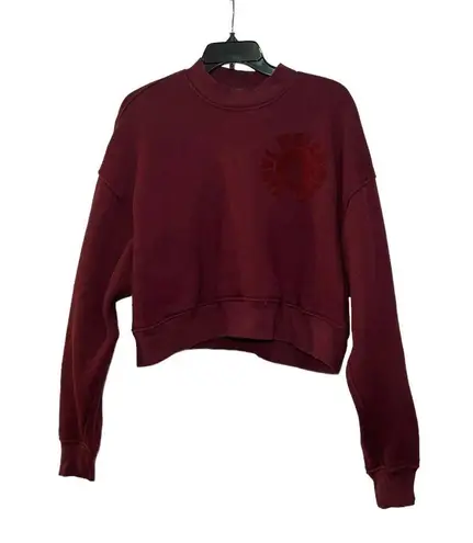 Alexander Wang Burgundy Oversized Cropped Vinyl Meltdown Sweatshirt