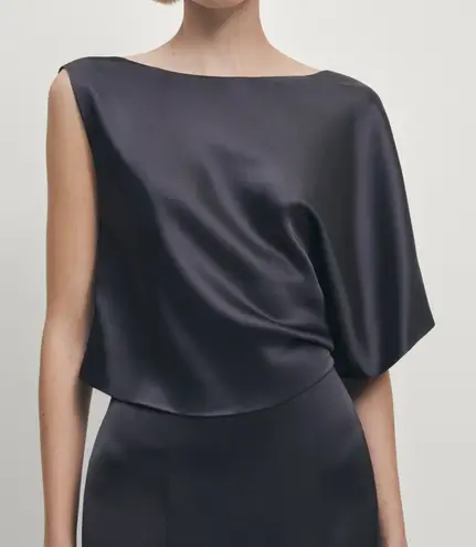 Massimo Dutti NWT Massimo Dutti Studio Satin Co-ord Top Navy Size Medium