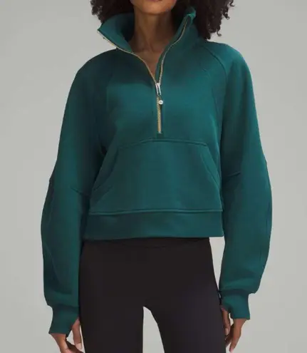 Lululemon  Scuba Oversized Funnel Neck Half Zip Storm Teal Gold Zip Size XS/S