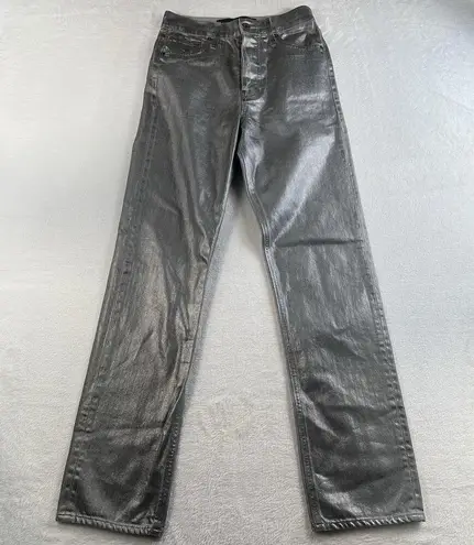Veronica Beard Sz 23 Daniela Metallic Straight Leg Jean in Light Gunmetal Grunge