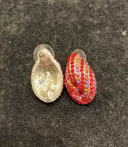 Red And AB Stone Pageant Earrings