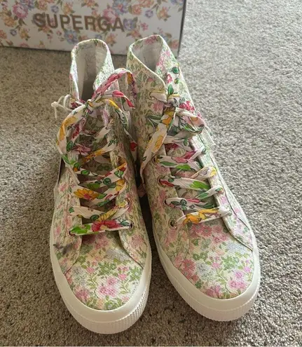 Love Shack Fancy Superga x  Strawberry Floral High Top Canvas Sneakers NEW