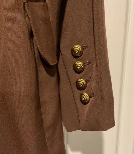 Vintage Lolita Lempicka Couture Vintage Brown Wool Military Suit Jacket Blazer Size 10