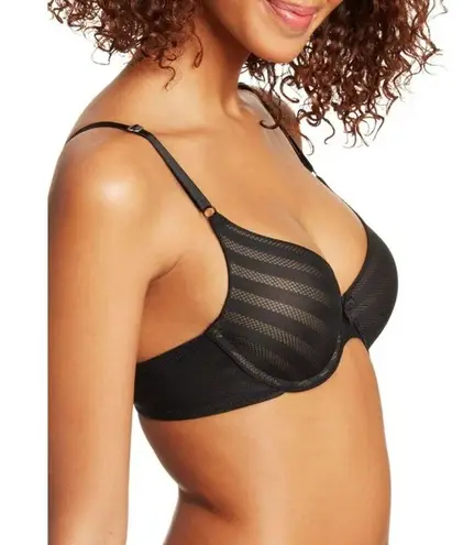 Maidenform T-Shirt Bra Womens Black Beige Stripe 40D Style 05701 Underwire Lined