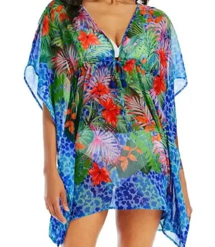 Bleu Rod Beattie 2 Piece  Tropical Flight Chiffon Cover-Up Caftan and Bikini Top