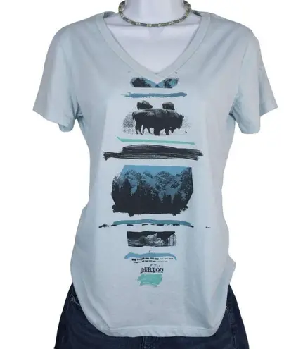 Burton Light blue buffalo bison mountains nature graphic t-shirt