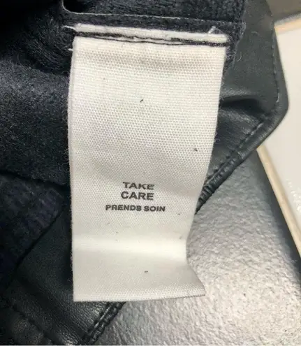 Avec Les Filles NWT Faux Leather Black Crop Top Smocked Puffy Balloon Sleeves M