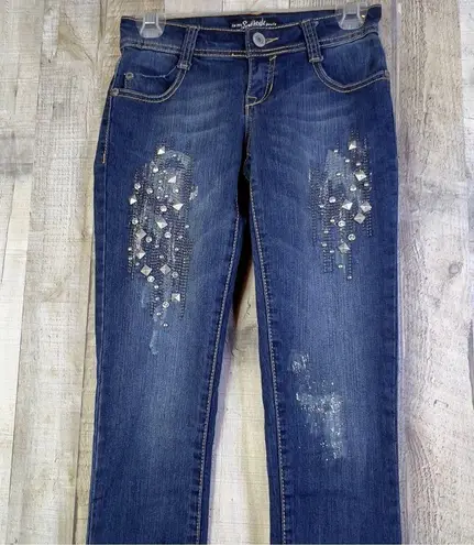 Southpole  Jean Co. Size 0 Distressed & Decorated w/Beads & Studs & Glitt…