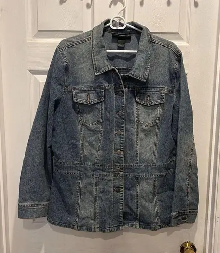 Venezia Blue Denim Button Down Collared Cotton Blend Jacket Size 14/16 Chore