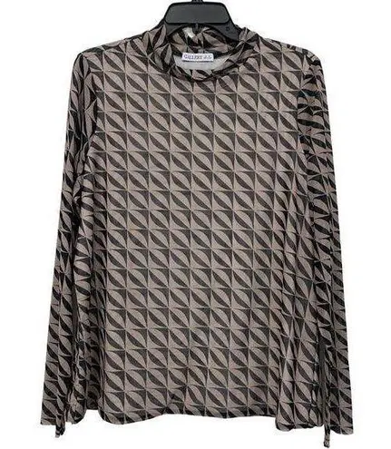 Gallery Womens Long Sleeve Crew Neck top Size XL Mesh See Through